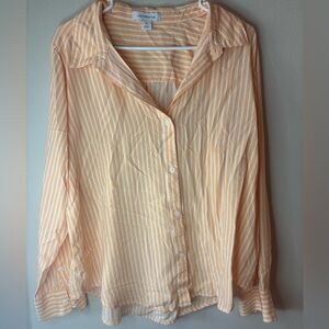 Liz Claiborne Peach Striped Button-Down Shirt